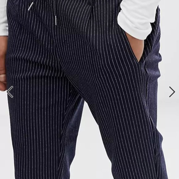 SOLD Jack & Jones Navy Pinstripe Drawstrings Pants - Picture 3 of 4